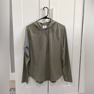 NWT Sage Ribbed Lightweight Women's Hoodie in Olive Green